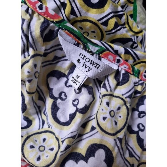 Crown & Ivy pink green peasant medium lace blouse - Picture 3 of 4